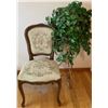 Image 1 : Walnut Wood w/ Floral Upholstery Accent Chair 37T & Brass Plant Stand