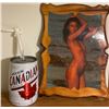 Image 1 : Keg & Cans-Canadian Mini Keg w/ Pump & Sexy Lady w/ B Cup Cans