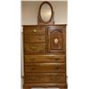 Image 1 : 36x17x52 Vintage White Oak Armoire - Dressing Table w/ Adjustable Wood Mirror