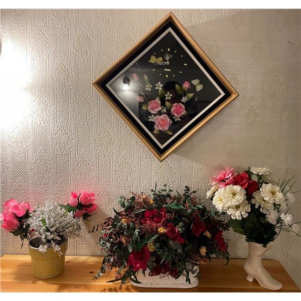 16x16 Shadow Box w/ Time Telling Abilities & Decorative Florals