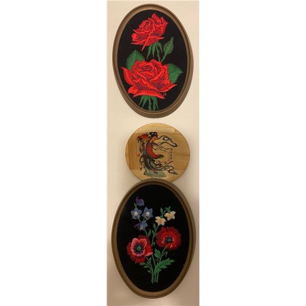 5x7 Vintage Embroidery Art w/ Cultural Coaster