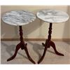 Image 1 : 26 T Pair of Marble Top Mahogany Wood Bottom End Tables