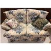 Image 1 : Vintage Velvet Floral Loveseat w/ Throw Pillows 61x45x48
