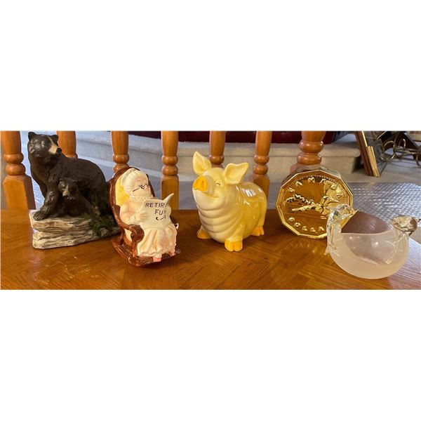 Assorted Piggy Bank Collection Giant Loonie Retirement Funds & More