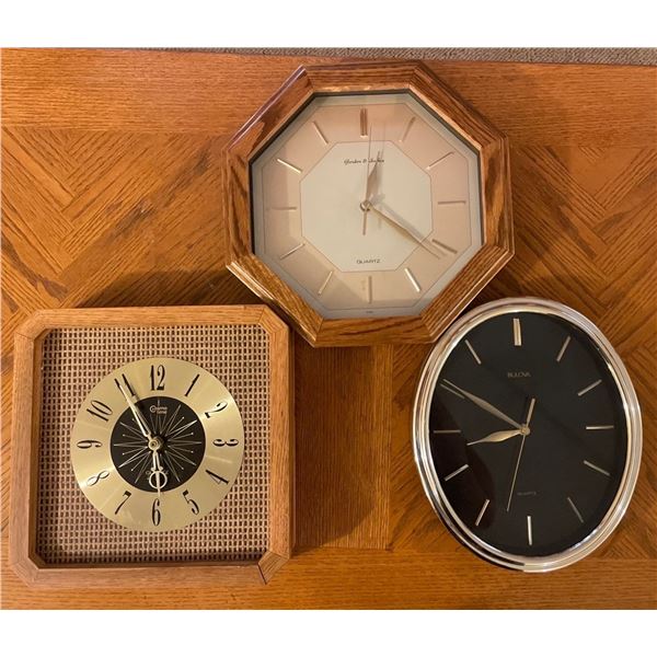 BULOVA Wall Clock w/ More Mid Century Time Pieces