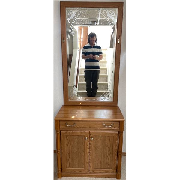 Vintage Console Table Cabinet Cedar Tan 34x21x65