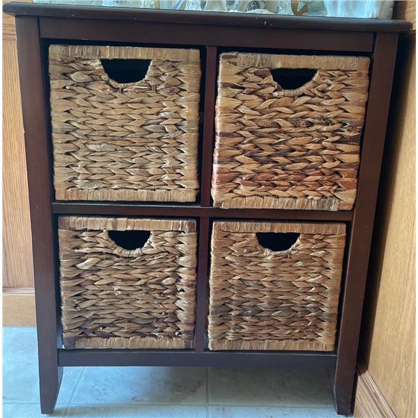 Mahogany Wood Console Table w/ 4 Removable Basket Drawers 34x16x41