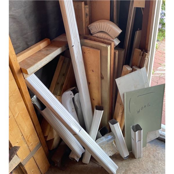 Assorted EavesTroph Pieces & Extendors w/ Assorted Wood Pieces