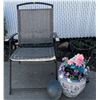 Image 1 : Foldable Lawn Chair w/ Ceramic Planter & Plant Stand