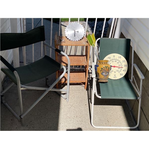 Folding Camp Chairs Bamboo Shelf Unique Vase Thermometer & More