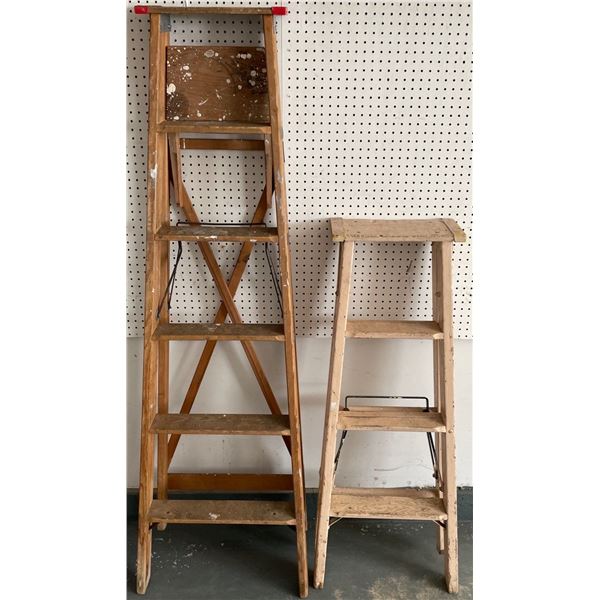 Pair of Wood Ladders 6 & 4 Feet Tall