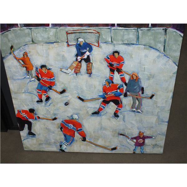Oil on Canvas.. Good Old Hockey Game