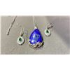 Image 2 : LAPIS PENDANT NECKLACE WITH ZIRCON EARRINGS