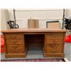 Image 1 : *OS* SOLID OAK ANTIQUE DOUBLE PEDESTAL DESK WITH BRASS PULLS 69 X 35 X 31