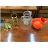 Image 2 : *OS* LOT OF ASSORTED ANTIQUE ITEMS INCLUDING; GLASS PITCHERS, BRASS FUNNEL & BRASS TANKARD