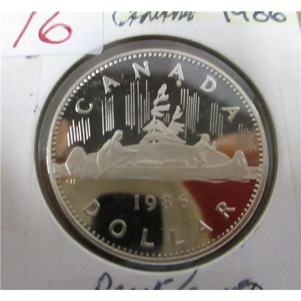 1986 PROOF CAMEO CANADA VOYAGER DOLLAR