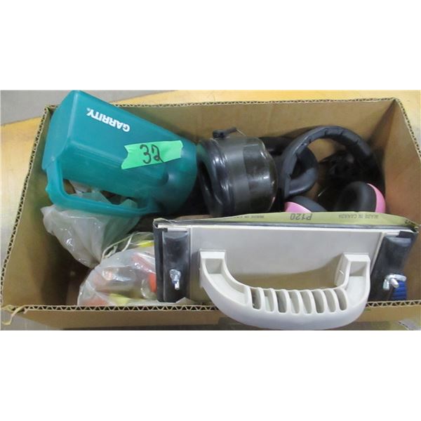 BOX C/W HAMMER, LANTERN, ETC