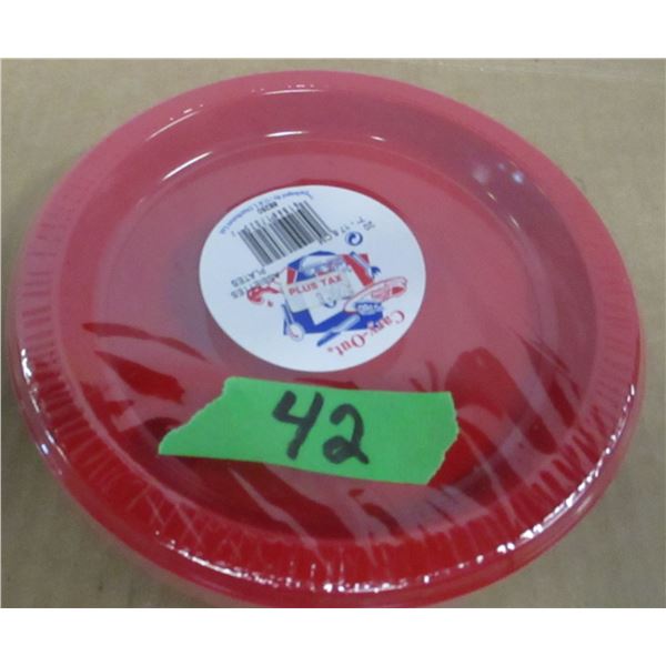 STORE CLOSE-OUT (AS IS):  RED 7" PLASTIC PLATES (20) - BUNDLE