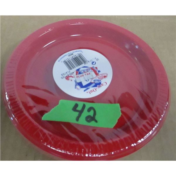 STORE CLOSE-OUT (AS IS):  RED 7" PLASTIC PLATES (20) - BUNDLE