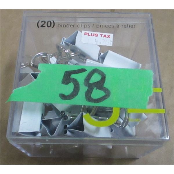 STORE CLOSE-OUT (AS IS):  PACKAGE OF 20 WHITE 1 1/4" BINDER CLIPS