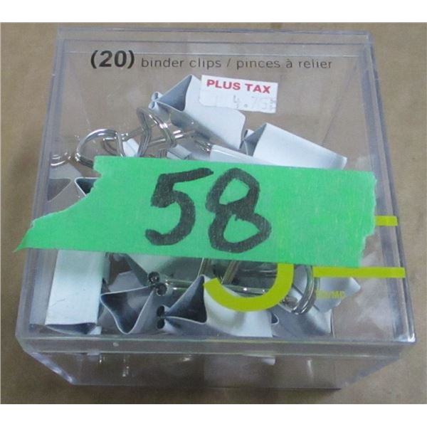 STORE CLOSE-OUT (AS IS):  PACKAGE OF 20 WHITE 1 1/4" BINDER CLIPS
