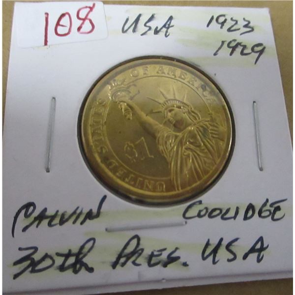 1923 - 1929 CALVIN COOLIDGE 30TH PRESIDENT USA DOLLAR COIN