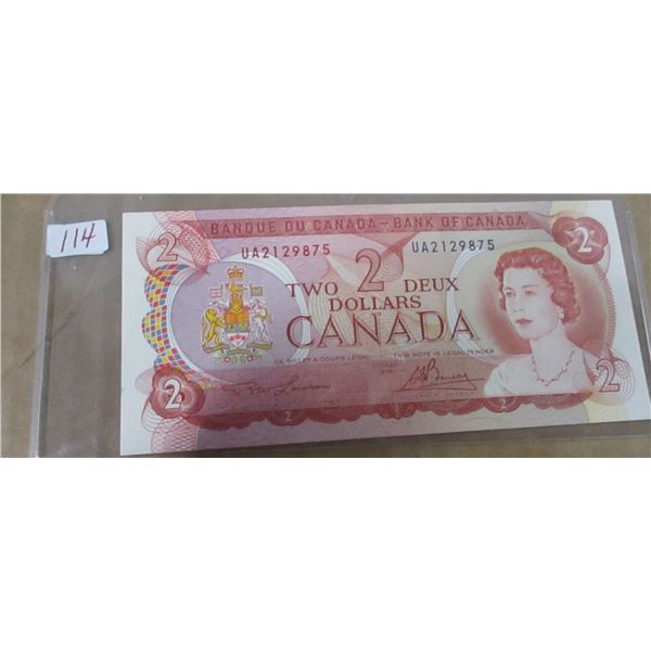 1974 UNCIRCULATED MULTI COLORED LAST OF CANADA $2 BILLS