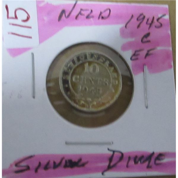 1945 "C" EF NEWFOUNDLAND SILVER DIME