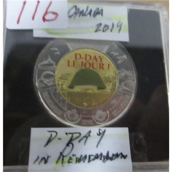 2019 D-DAY IN REMEMBRANCE COLORED TOONIE