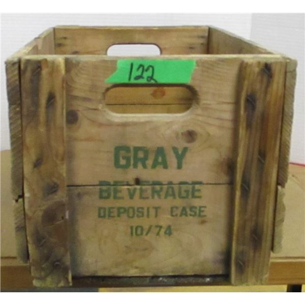 COLLECTABLE:  GRAY BEVERAGE WOOD CRATE