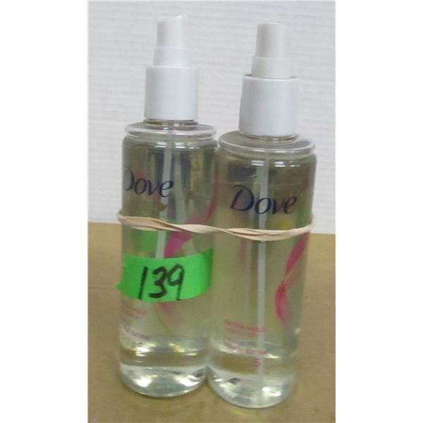 SHELF PULLS (AS IS):  DOVE HAIR SPRAY - 2 BOTTLES