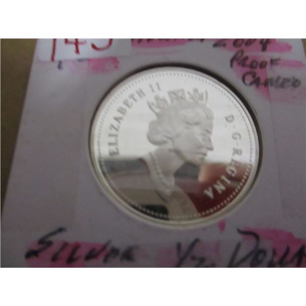 2004 CANADA PROOF SILVER HALF DOLLAR (FROM SILVER GEM SET)