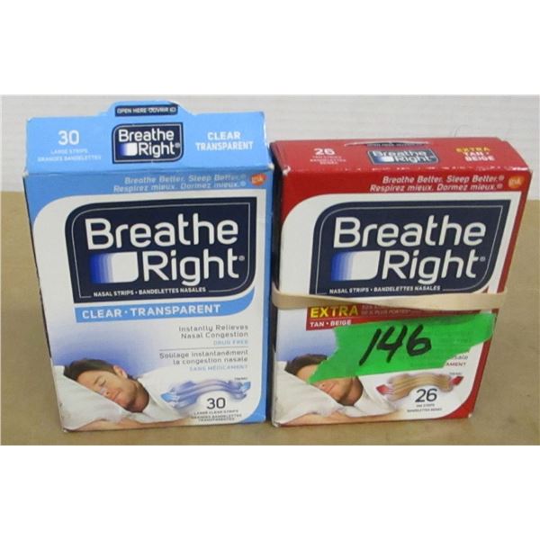 SHELF PULLS (AS IS):  BREATE RIGHT STRIPS - 2 BOXES