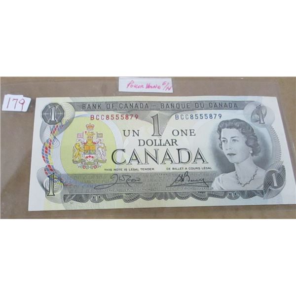 1973 LAST OF CANADA $1 BILL (POKER HAND SERIAL NUMBER)