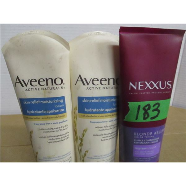 SHELF PULLS (AS IS):  CONDITIONER & 2 SKIN LOTION