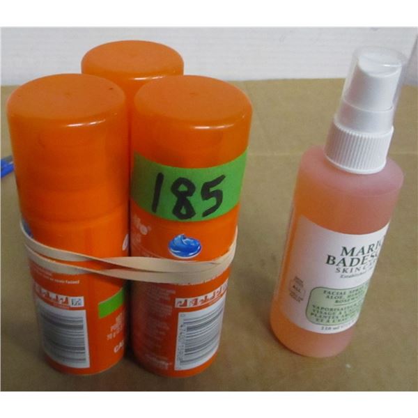 SHELF PULLS (AS IS):  3 GILETTE CREAM & 1 SKIN CARE