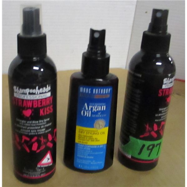 SHELF PULLS (AS IS):  ARGON HAIR OIL & 2 DETANGLER SPRAY