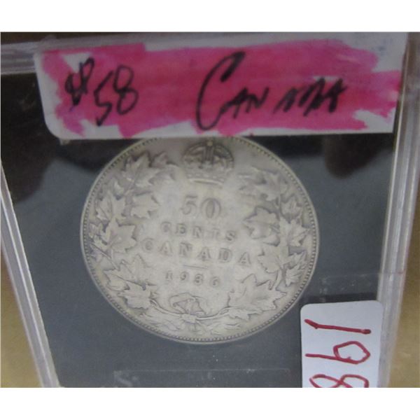 1936 CANADA KING GEORGE V KEY DATE SILVER HALF DOLLAR