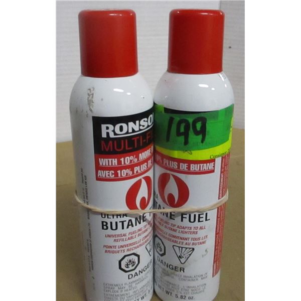 SHELF PULLS (AS IS):  2 CANS BUTANE FUEL