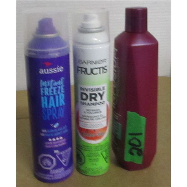 SHELF PULLS (AS IS):  HAIR SPRAY, DRY SHAMPOO, & CONDITIONER