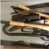 Image 3 : Group of assorted gardening tools & misc. - hand saws/ machetes/ hand shovels/ axe blades