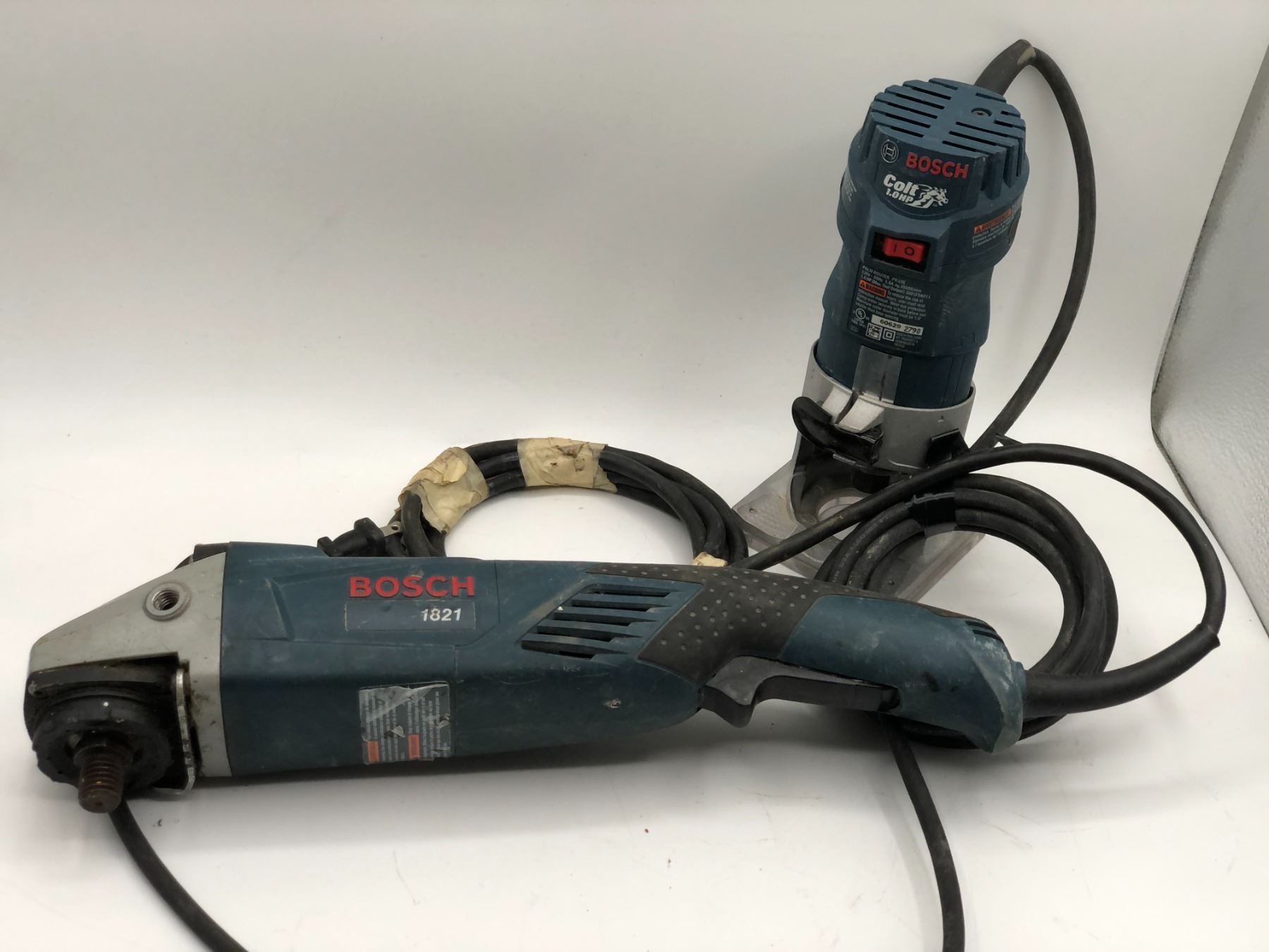 Posch angle grinder with posch palm router model PR10 E