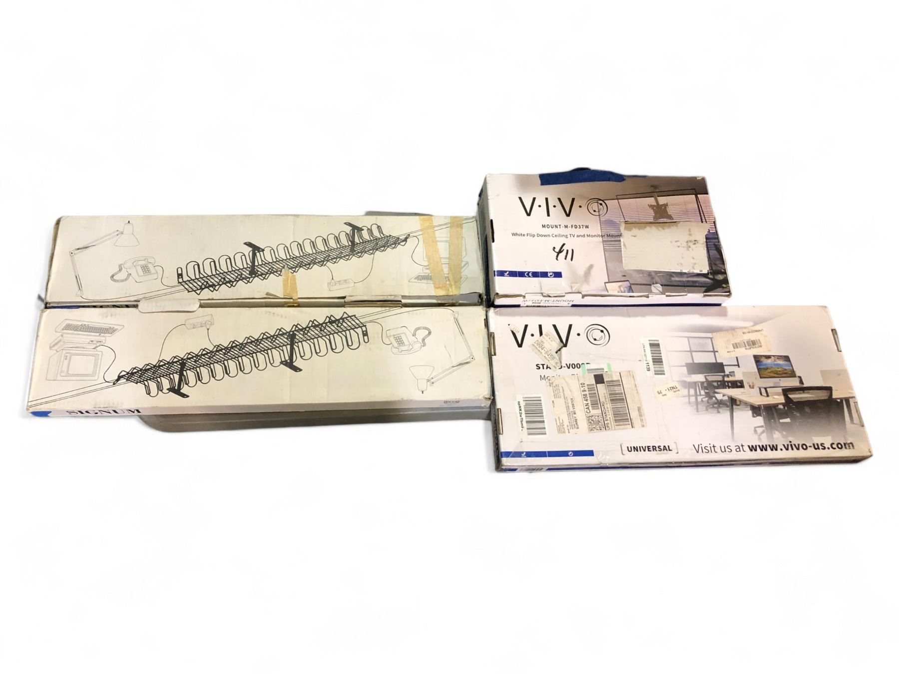 Group of 4 Including - White Flip Down Ceiling TV Monitor Mount ...