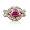 Image 1 : 0.76 ctw Ruby and 1.07 ctw Diamond 925 Silver Ring