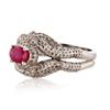 Image 2 : 0.76 ctw Ruby and 1.07 ctw Diamond 925 Silver Ring