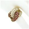 Image 3 : Fancy 14k Gold 2.65 ctw Round Diamond Ruby Puffed Interlocking Loop Wide Band Ri