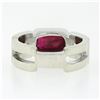 Image 7 : Unisex Vintage 14k Gold 3.55 ctw Rectangular GIA Burma Bezel Ruby & Diamond Ring
