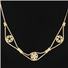 Image 7 : Vintage 14k Gold 2.28 ctw Round Sapphire & Diamond Cluster 16" Statement Necklac