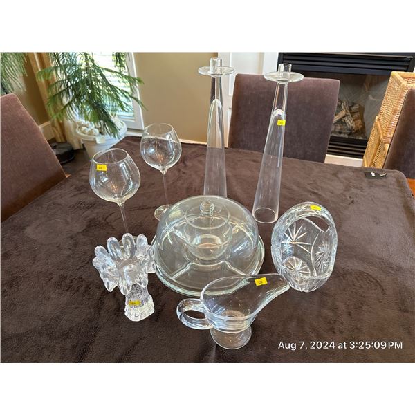 Cystal Candle Holders Wine Glasses Chip Bowl Gravy Boat