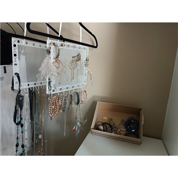 Set of Costume Jewellery, Including Item Hangers and Box